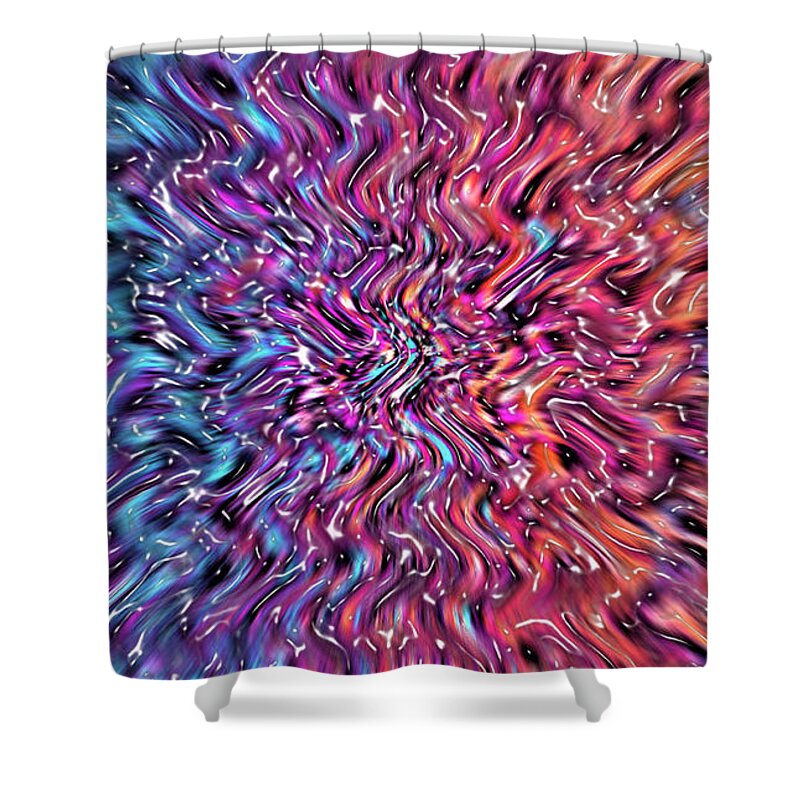 Abstract Shower Curtain featuring the digital art Rivers Rainbow Ripples - Abstract by Ronald Mills
