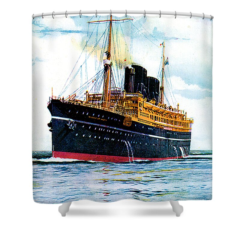 Vicero Shower Curtain featuring the painting RMS Viceroy of India Cruise Ship 1928 by Unknown