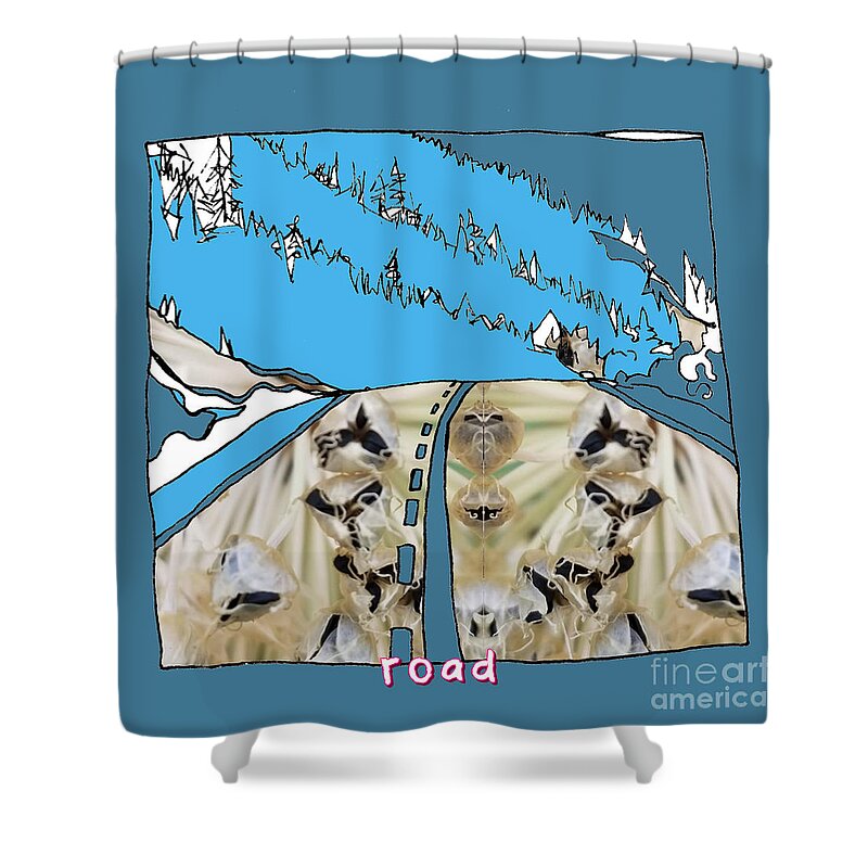 Drawing And Photography Shower Curtain featuring the drawing Road by Carol Rashawnna Williams