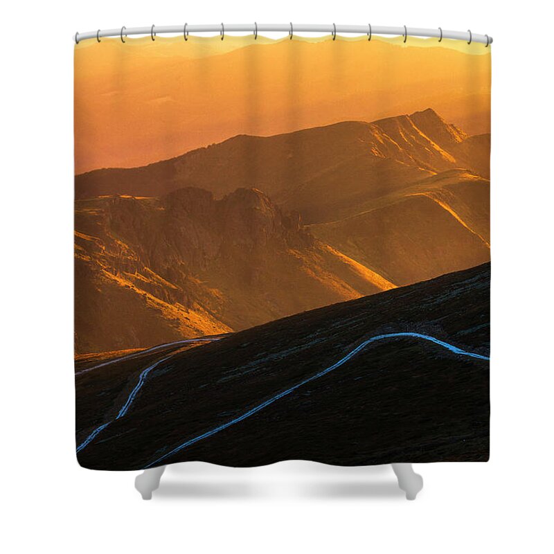 Balkan Mountains Shower Curtain featuring the photograph Road To Middle Earth by Evgeni Dinev
