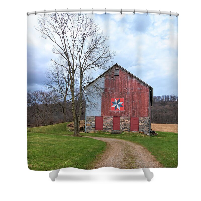 Phillipsburg Shower Curtain featuring the photograph Road To Van Nest Hoff Vannatta Barn by Kristia Adams