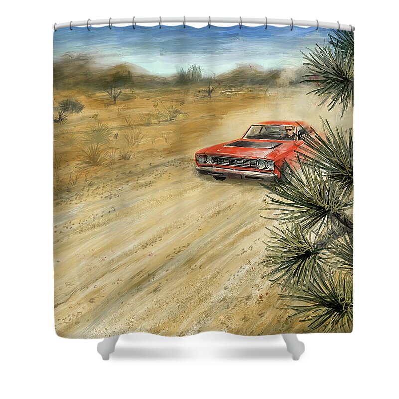 Roadrunner Shower Curtain featuring the digital art Roadrunner by Larry Whitler