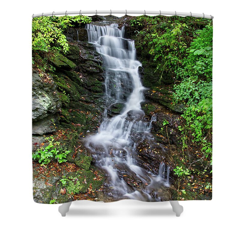 Roadside Shower Curtain featuring the digital art Roadside Waterfall 4 by Phil Perkins