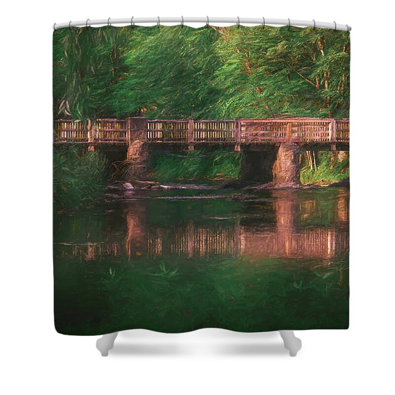 Lehigh Shower Curtain featuring the photograph Robin Hood Bridge Painterly by Jason Fink