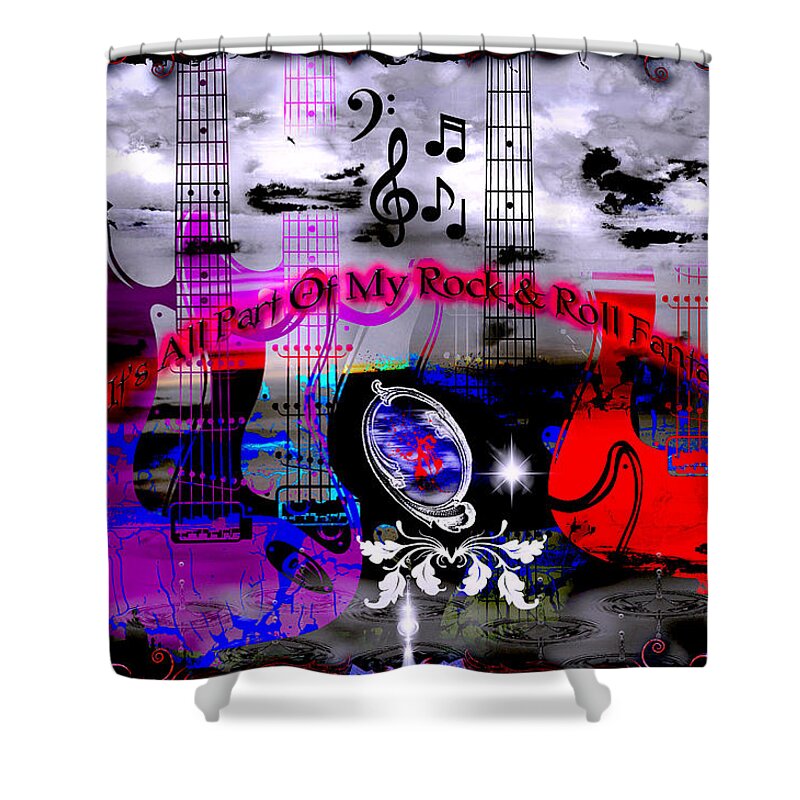 Rock Shower Curtain featuring the digital art Rock And Roll Fantasy by Michael Damiani