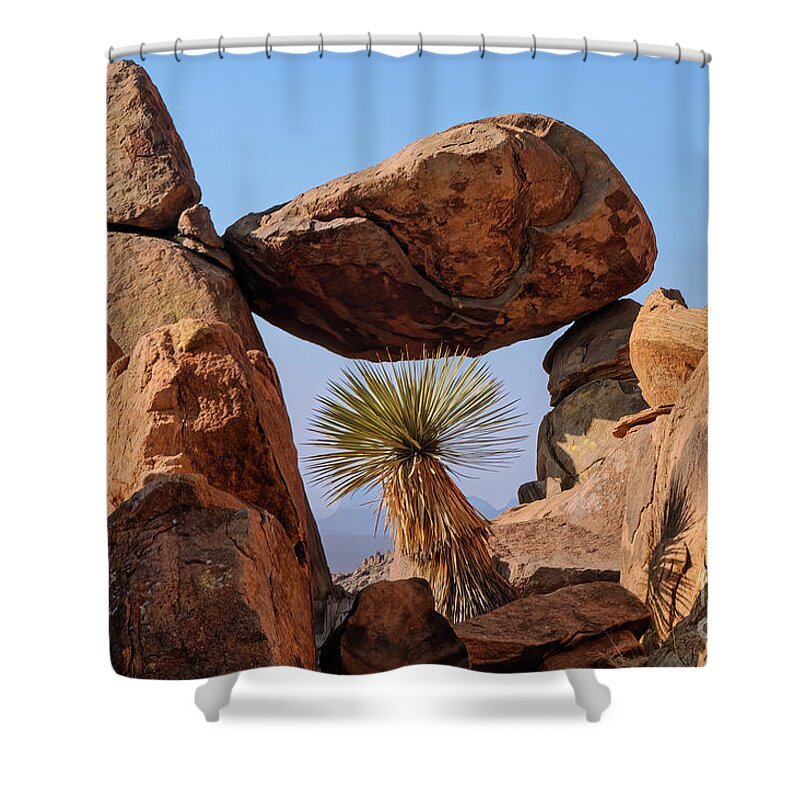 Grapevine Hills Trail Shower Curtain featuring the photograph Rock Frame by Bob Phillips