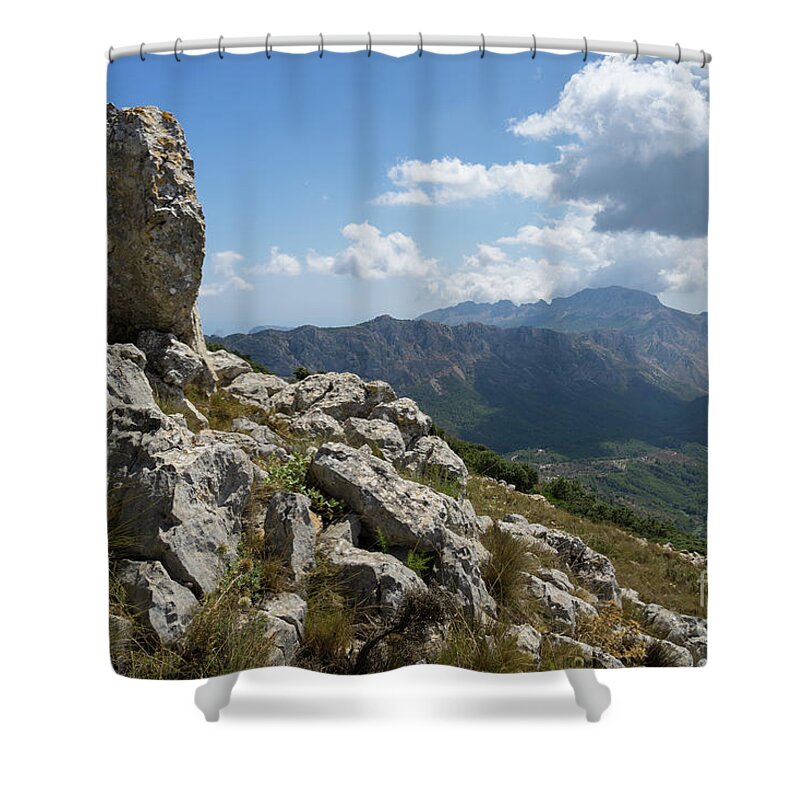 Mountains Shower Curtain featuring the photograph Rocks and clouds by Adriana Mueller