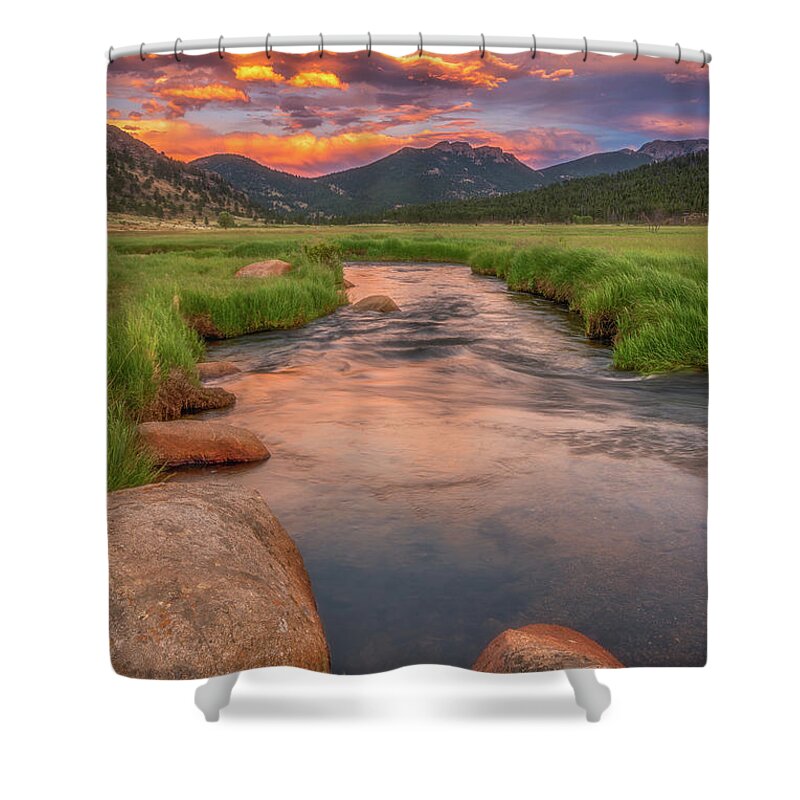 Rocky Mountain Shower Curtain featuring the photograph Rocky Mountain Sunset by Darren White