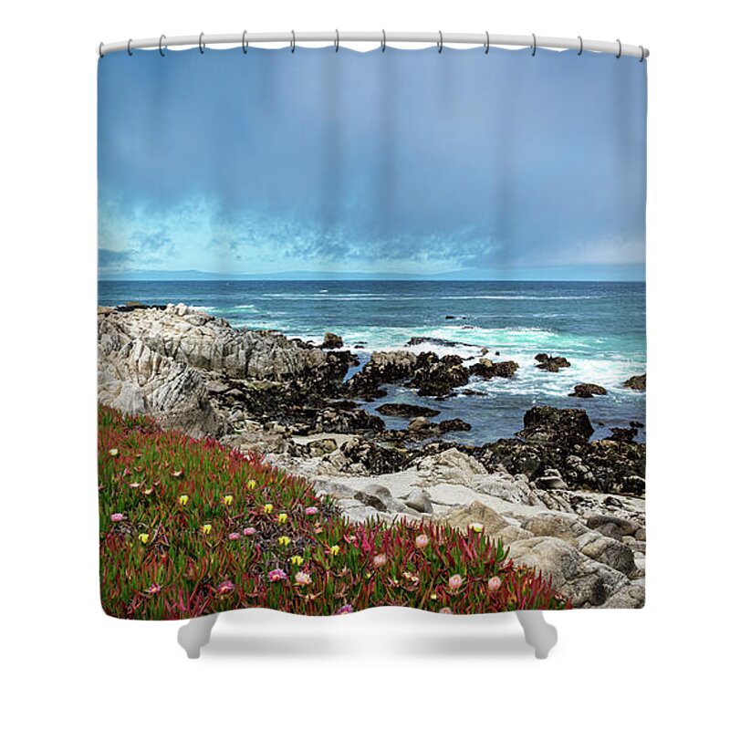 Beach Shower Curtain featuring the photograph Rocky Promontory by David Levin