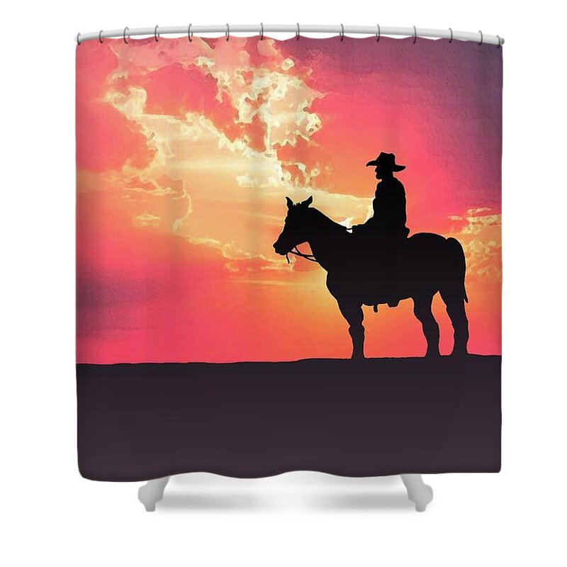 Indian Inks Shower Curtain featuring the painting Rocky Rider by Simon Read