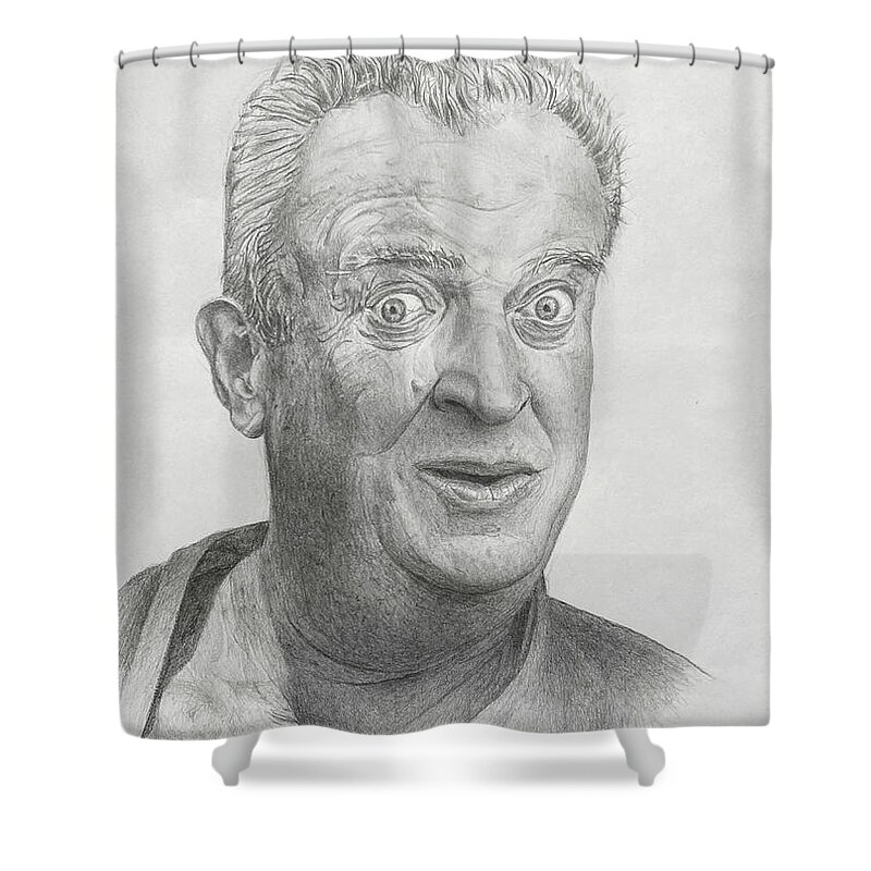 Mike W Morgan Art Shower Curtain featuring the drawing Rodney Dangerfield by Michael Morgan