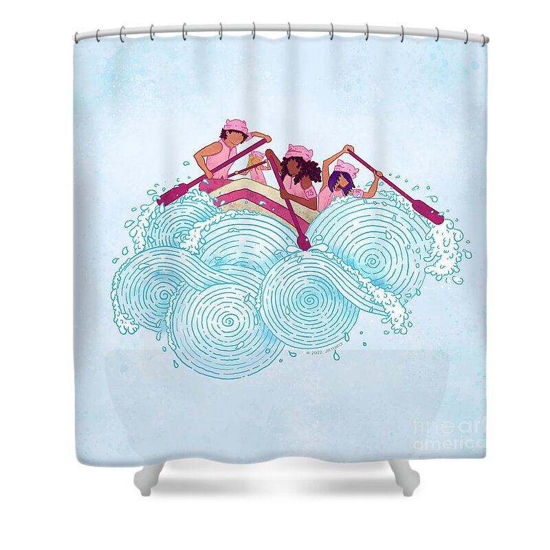 Roe Shower Curtain featuring the digital art Roe Your Vote - Blue Wave by Laura Ostrowski