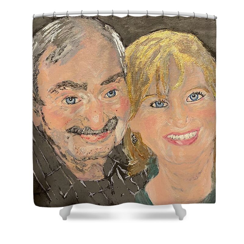 Father And Daughter Shower Curtain featuring the painting Father and Daughter by Melody Fowler