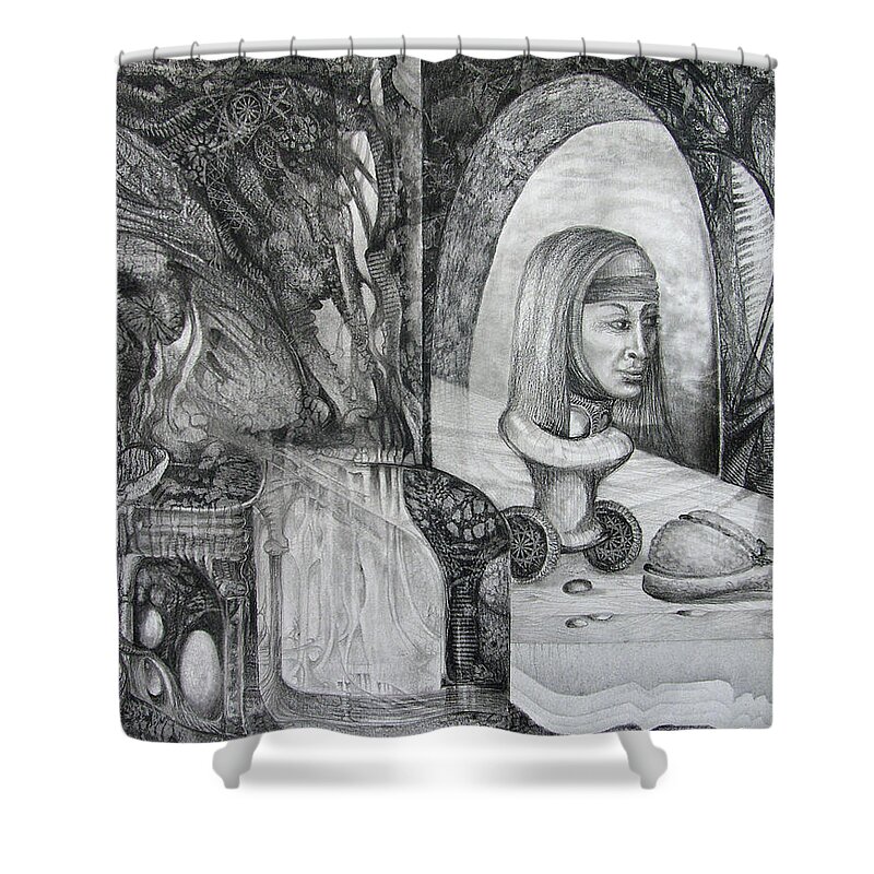 Drawing Shower Curtain featuring the drawing Rollator Mary by Otto Rapp