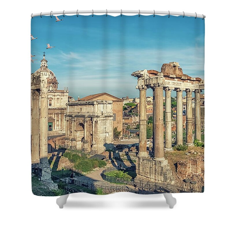 Ancient Shower Curtain featuring the photograph Roman Forum by Manjik Pictures