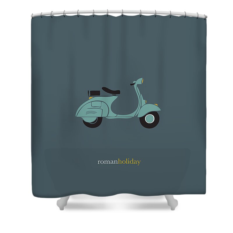 Roman Holiday Shower Curtain featuring the digital art Roman Holiday - Alternative Movie Poster by Movie Poster Boy