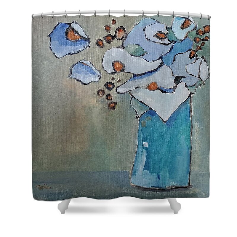 Still Life Shower Curtain featuring the painting Romance on the Beach by Sheila Romard