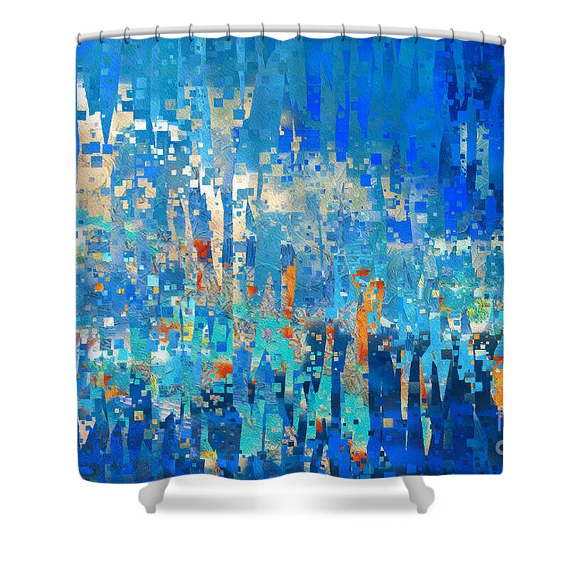 Blackblue Shower Curtain featuring the painting Romans 12 12. Rejoicing In Hope. by Mark Lawrence