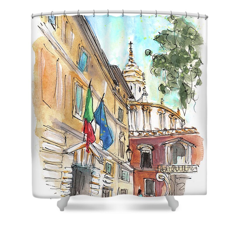 Italy Shower Curtain featuring the painting Rome In Italy 07 by Miki De Goodaboom