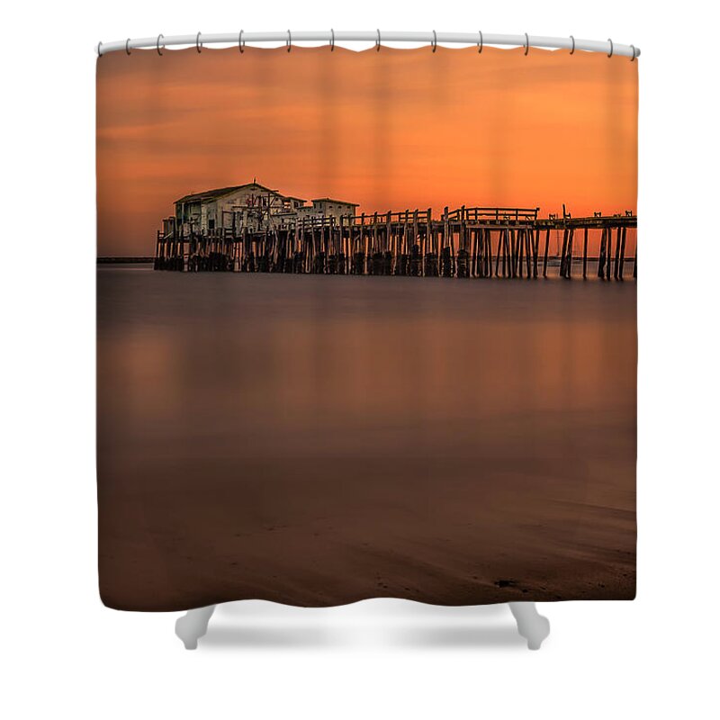 Pier Shower Curtain featuring the photograph Romeo's Pier by Linda Villers