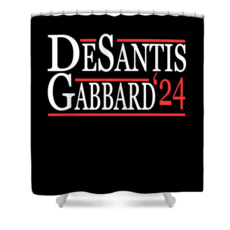 Republican Shower Curtain featuring the digital art Ron Desantis Tulsi Gabbard 2024 by Flippin Sweet Gear