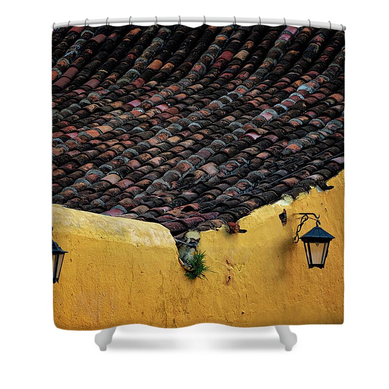 Havana Cuba Shower Curtain featuring the photograph Roof And Wall by Tom Singleton