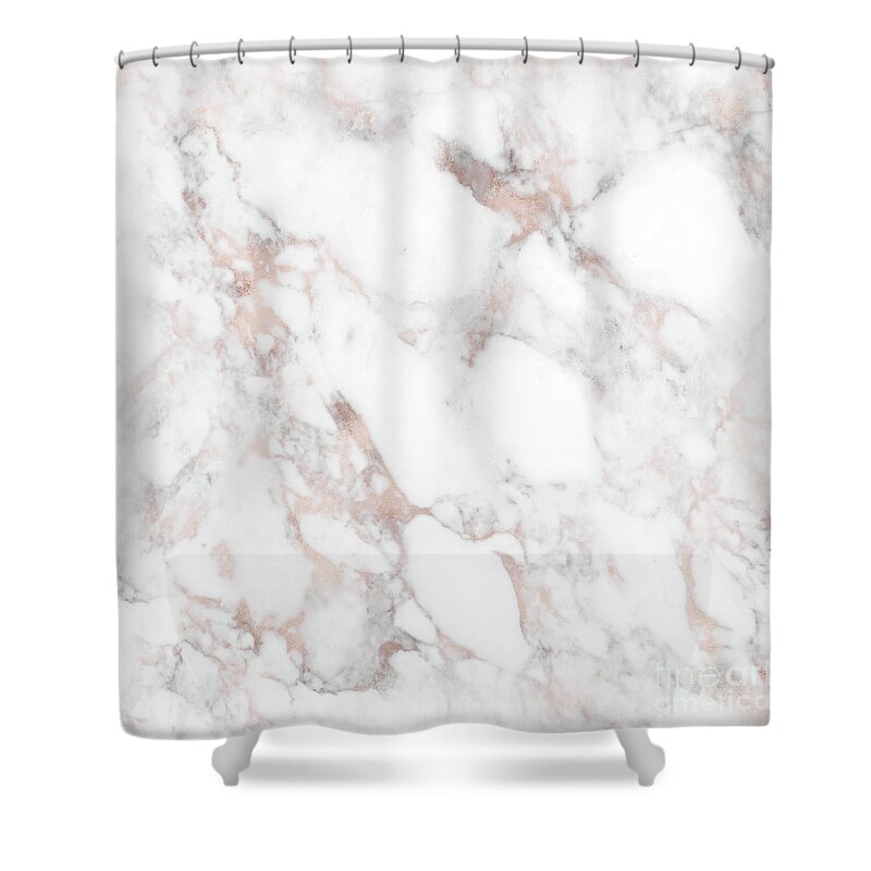 Marble Shower Curtain featuring the painting Rose Gold Marble Blush Pink Metallic Foil by Modern Art
