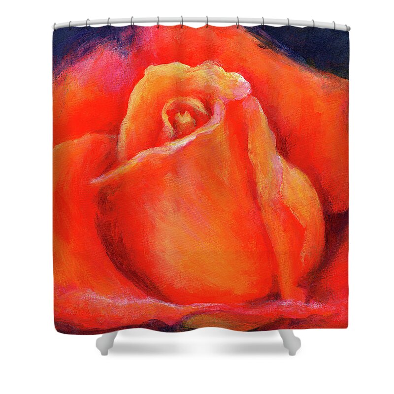Rose Shower Curtain featuring the painting Rose on fire by Karen Kaspar