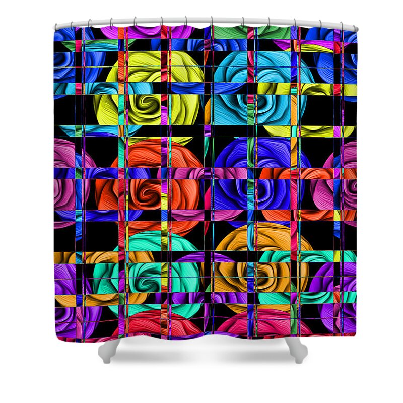 Abstract Shower Curtain featuring the digital art Rose Trellis Abstract by Ronald Mills