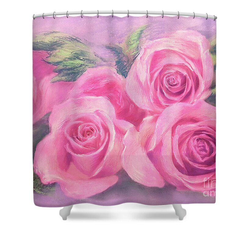 Rose Shower Curtain featuring the painting Roses For My Mom by Yoonhee Ko
