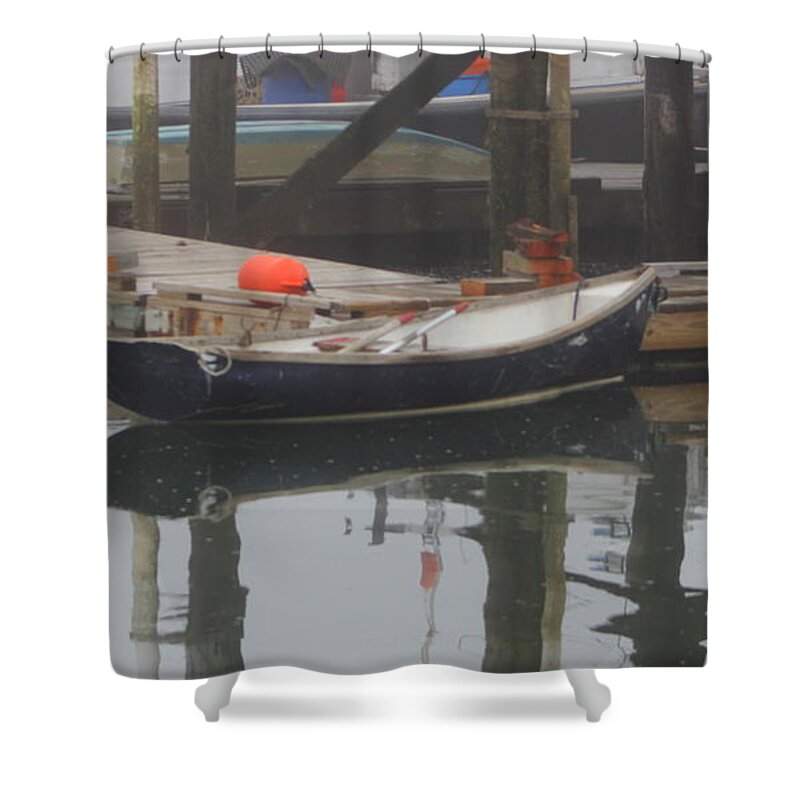 Row Boat Shower Curtain featuring the photograph Row boat in a Mist by Lennie Malvone