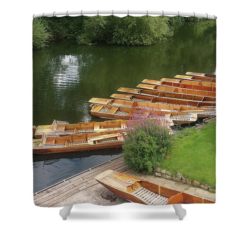 Boats Shower Curtain featuring the photograph Row Boats in Bath by Roxy Rich
