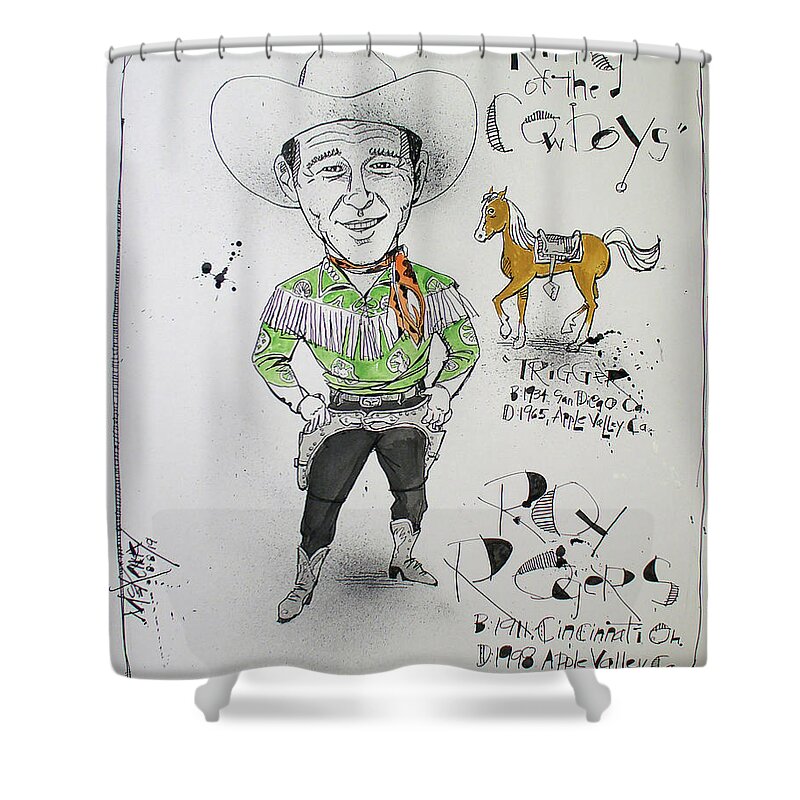  Shower Curtain featuring the drawing Roy Rogers by Phil Mckenney