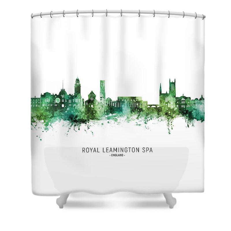 Royal Leamington Spa Shower Curtain featuring the digital art Royal Leamington Spa England Skyline #64 by Michael Tompsett