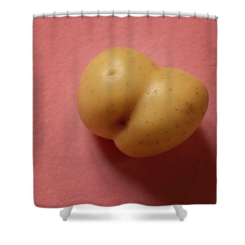 Potato Shower Curtain featuring the photograph Rude Potato Pink Background #2 by David Smith