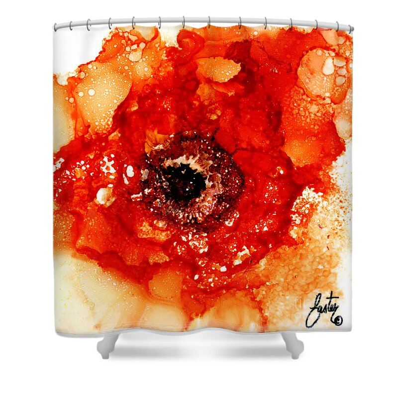 Ruffled Orange Rose Shower Curtain featuring the painting Ruffled Orange Rose by Daniela Easter