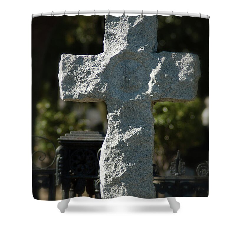 Cross Shower Curtain featuring the photograph Ruged Stone Cross by Dale Powell