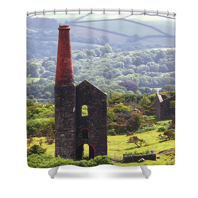 Cornwall Shower Curtain featuring the photograph Ruins of Phoenix United Mine Cornwall by James Brunker