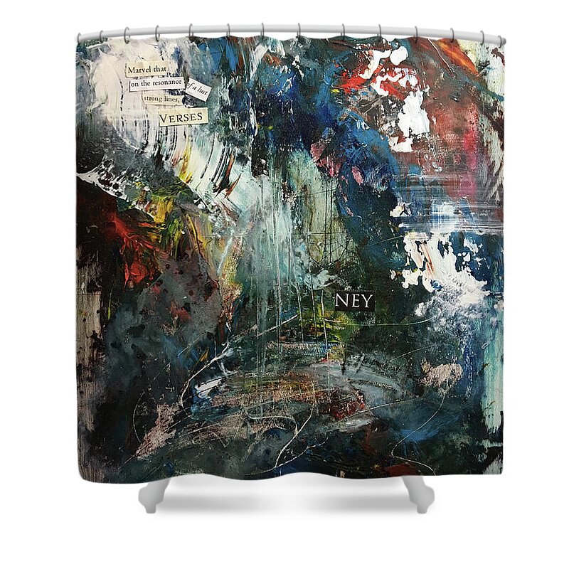 Abstract Art Shower Curtain featuring the painting Rumi Wanders In by Rodney Frederickson