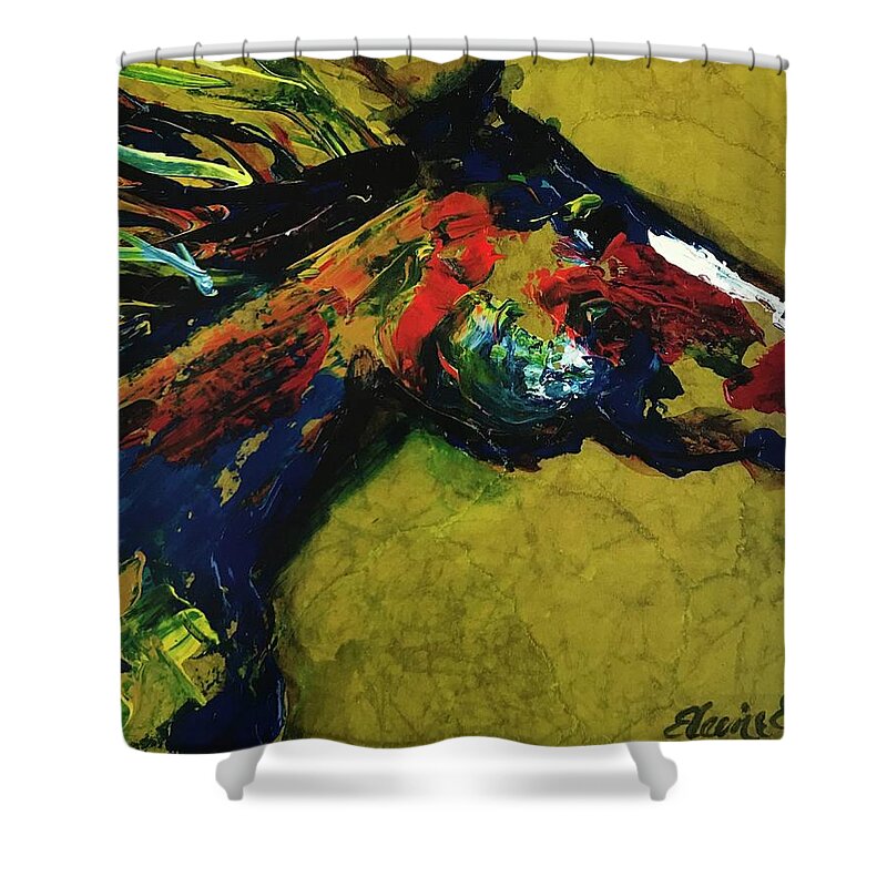 Horses Shower Curtain featuring the painting Running Horse by Elaine Elliott