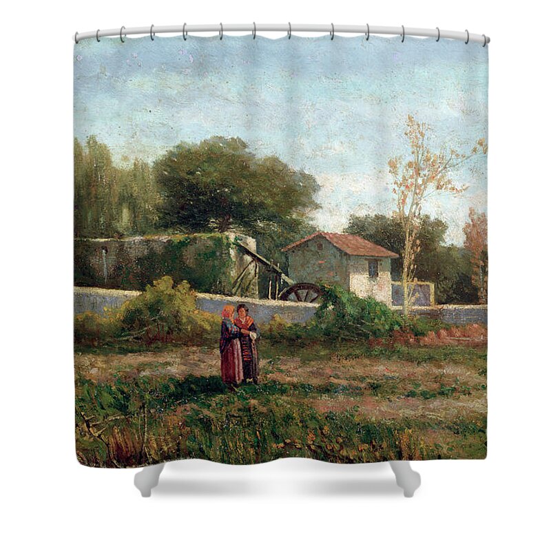 Rural Shower Curtain featuring the painting Rural landscape by Ernesto Rayper