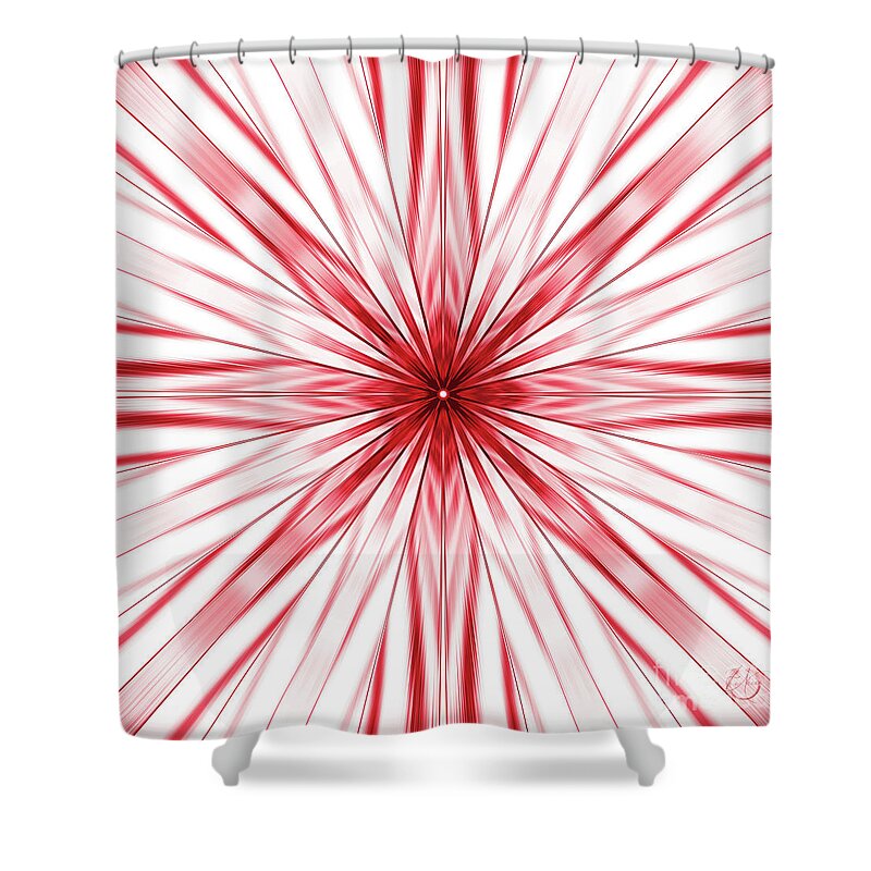 Red Shower Curtain featuring the painting Rushing Headlong Quadriptych 4 of 4 by Neece Campione