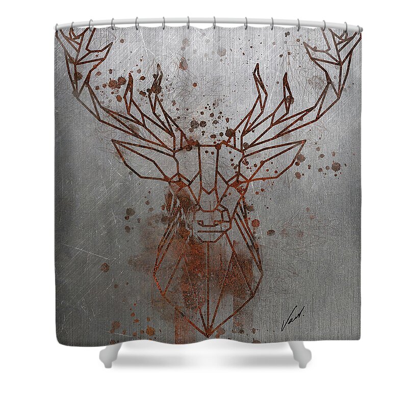 Rust Shower Curtain featuring the painting Rust - Deer by Vart by Vart Studio