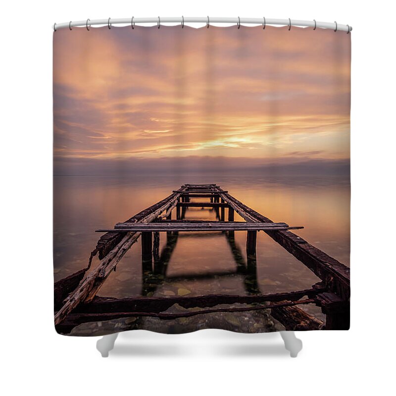 Jetty Shower Curtain featuring the photograph Rusty Jetty II by Alexios Ntounas