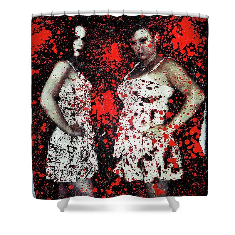 Horror Shower Curtain featuring the digital art Ryli and Corinne 2 by Mark Baranowski