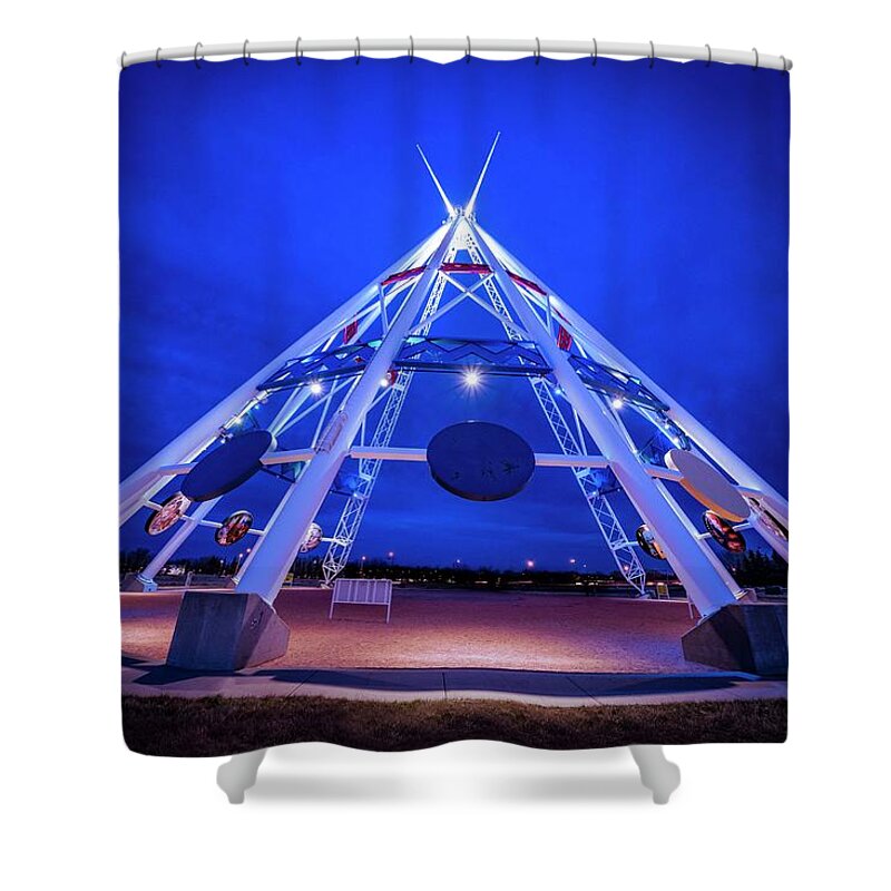 Teepee Shower Curtain featuring the photograph Saamis Teepee at Dusk by Darcy Dietrich