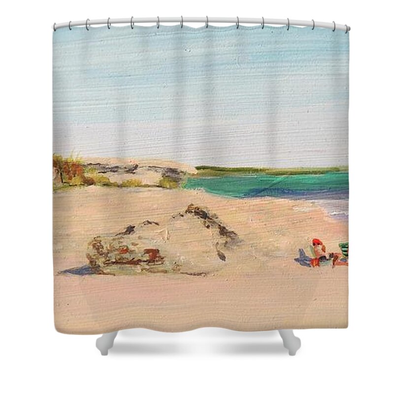 Newport Ri Art Shower Curtain featuring the painting Sachuest Beach Second Beach Newport RI by Patty Kay Hall