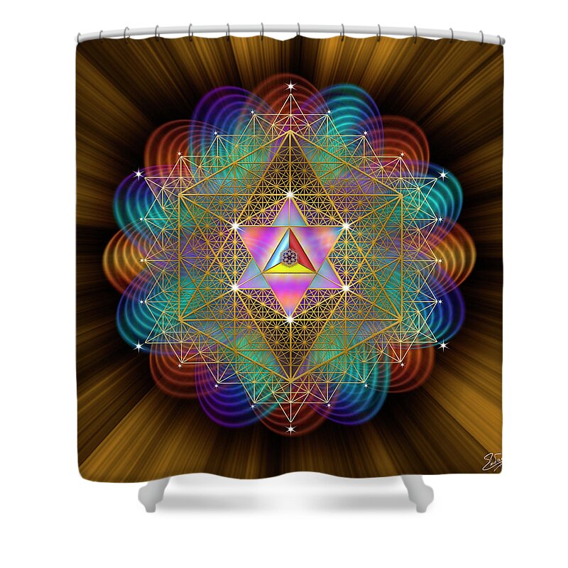 Endre Shower Curtain featuring the digital art Sacred Geometry 854 by Endre Balogh