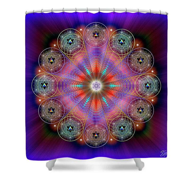 Endre Shower Curtain featuring the digital art Sacred Geometry 888 by Endre Balogh