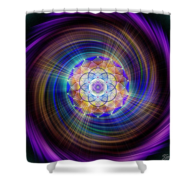 Endre Shower Curtain featuring the digital art Sacred Geometry 900 by Endre Balogh